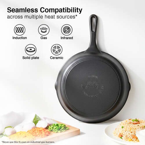 Prestige Cast Iron Scratch Resistant Round Base Fry Pan, 20cm (Black)