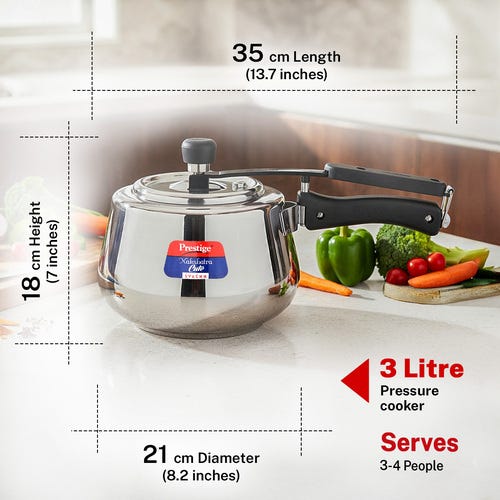 Prestige Nakshatra Cute Svachh Stainless Steel Spillage Control Pressure Cooker (Silver)