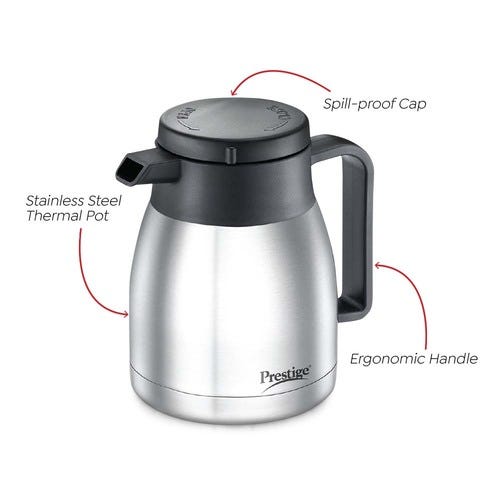 Prestige Thermo-pot PSCF 01 Stainless Steel Coffee and Tea Flask, 0.5L (Silver)