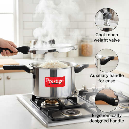 Prestige Svachh Aluminium 2+3+5 Litre Combo Cooker with Induction Base, Silver, Outer Lid