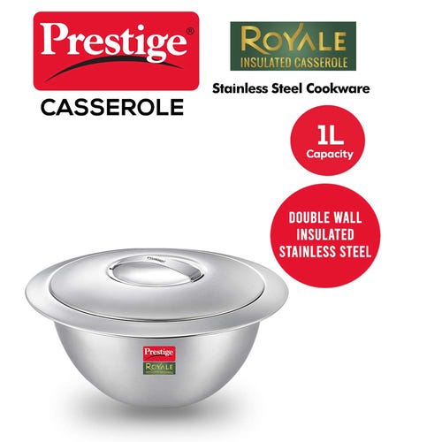 Prestige Royale Stainless Steel Insulated Casserole, Silver