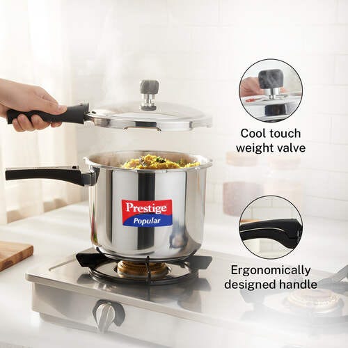 Prestige Stainless Steel Pressure Cooker Combo offer (2+3+5 Litres) with Outer Lid | Metallic Safety Plug