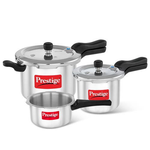Prestige Svachh Aluminium 2+3+5 Litre Combo Cooker with Induction Base, Silver, Outer Lid