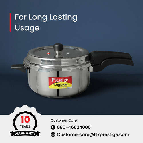 Prestige Deluxe Alpha Svachh Stainless Steel Spillage Control Pressure Cooker-(Silver/Silver)