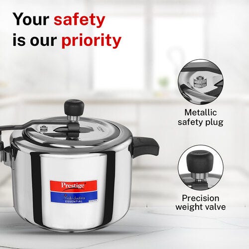 Prestige Nakshatra Essential Svachh Stainless Steel Pressure Cooker 5.0 L