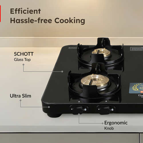 Prestige Edge PEBS 04 Manual Powder Coated with Aluminium Frame 4 Burners Gas Stove, Black