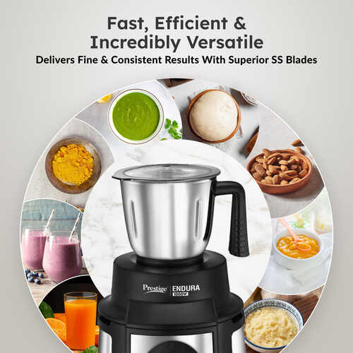 Prestige Endura 1000 W Mixer Grinder, 6 Jars (1500 ml, 1000 ml, 1500 ml, 450 ml) (Black, Silver)