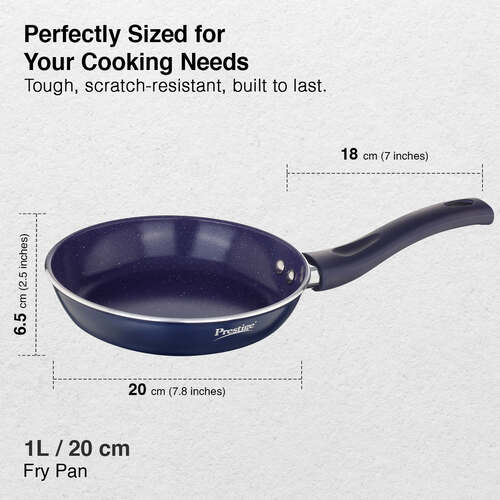 Prestige Ceraglide Ceramic Coated 20 cm Non-Stick Fry Pan | Consumes Less Oil | PreferredFor High Heating & Even Heating | Stain-Resistant | Gas & Induction Compatible | No Harmful Chemicals