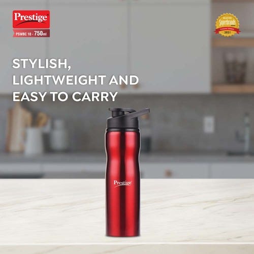 Prestige Thermopro PSWBC 10 Stainless Steel Water Bottle, 0.75L, Black