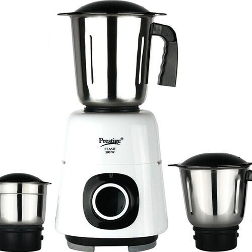 Prestige Atlas 500 W Juicer Mixer Grinder (Atlas Flash | 3 Jars | with Flow Breaker Design | White, Black)