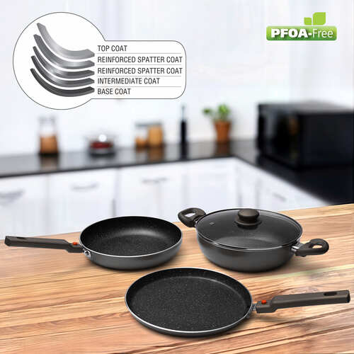 Prestige Festival Pack Induction Bottom Non-Stick Coated Cookware Set (Aluminium, 3 - Piece)