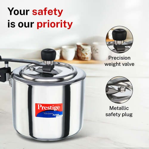Prestige Nakshatra Alpha Svachh Stainless Steel Spillage Control Pressure Cooker 3 L (Silver)