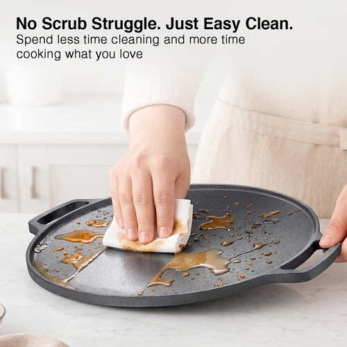 Prestige Cast Iron Tawa 30cm | Ferrocast Flo | Non-Stick | Gas & Induction Compatible | Chemical Free | Preseasoned | Sturdy Handle | Healthy Eating | Lifetime Warranty