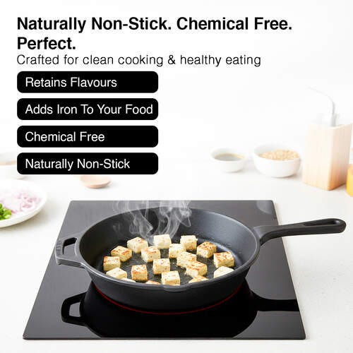 Prestige Cast Iron Scratch Resistant Round Base Fry Pan, 20cm (Black)