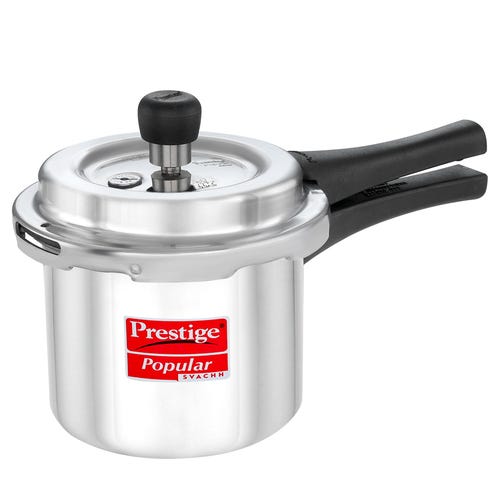 Prestige Popular Svachh Virgin Aluminium Gas and Induction Compatible Pressure Cooker, (Silver)
