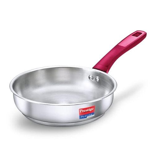 Prestige Platina Popular Stainless Steel Unique Impact Forged Bottom Fry Pan (Silver) 26 cm