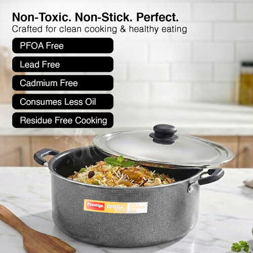 Prestige Omega Select Plus Non-stick PFOA Free Biryani Pot with Stainless Steel Lid, 30 cm (12 Litre)