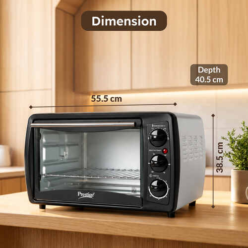 Prestige Oven-Toaster-Griller POTG 19 PCR - 19 L 1500 Watts (Black) | Temperature Control