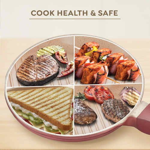 Prestige Omega Die-Cast Non-Stick Grill Pan | 3-Layer Coating | Die-Cast Body | Metal Spoon Friendly | Heavy Base