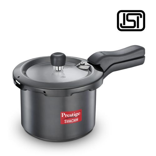 Prestige Svachh Hard Anodised Spillage Control Pressure Cooker, 3 L (Black)