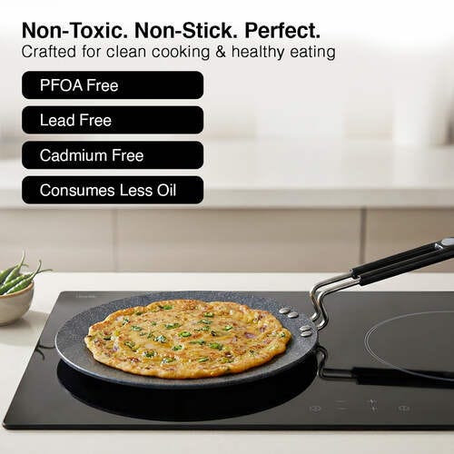 Prestige Durastone Hard Anodised 6 Layer Non-Stick Concave Tawa, 26.5 cm (Black)