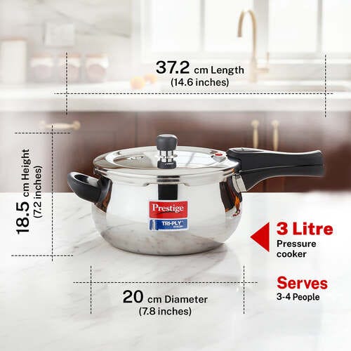 PRESTIGE SVACHH TRI-PLY HANDI PRESSURE COOKER 3 LITRE