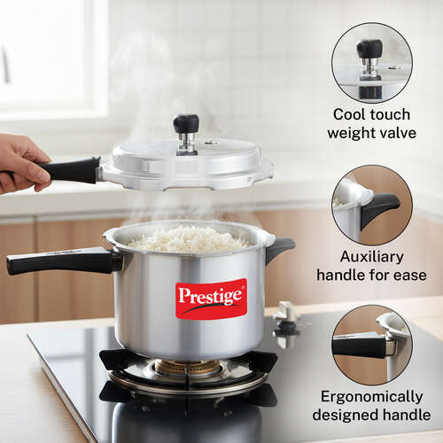 Prestige Popular Aluminium Staight Wall Outer Lid Pressure Cooker Combo, (2 + 3 + 5 Litres)