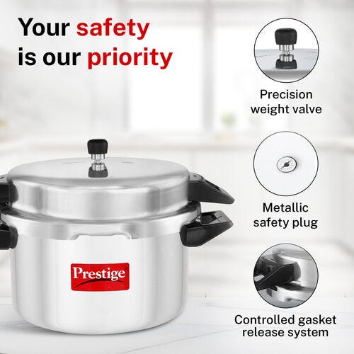 Prestige Money Saver Virgin Aluminium Pressure Cooker, 16 L (Silver)