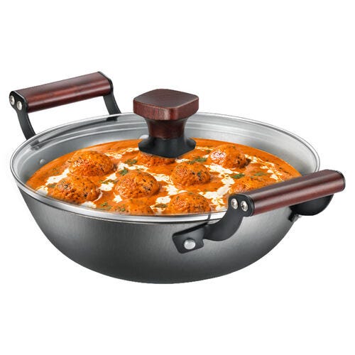 Prestige Lightweight Cast Iron Kadai 20cm/1.4L with Glass Lid | Castlite Series | High Heat Retention & Rust-Proof | Enamel Coated | Gas & Induction Compatible | 15Y Product Warranty