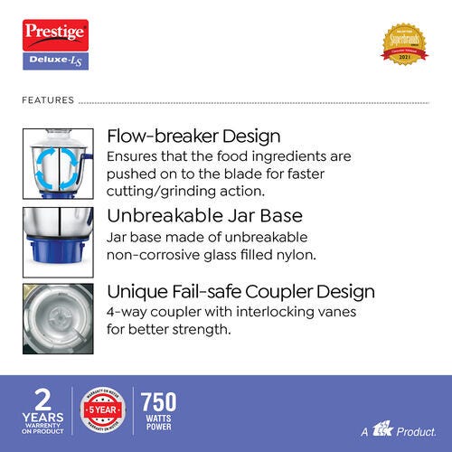 Prestige Deluxe Ls 750W Blue Mixer Grinder