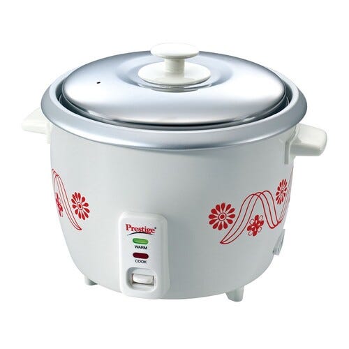 Prestige Delight PRWO 1.8 Electric Rice Cooker (White), 1.8 Litre