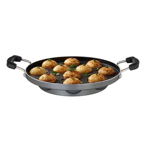 Prestige Omega Select Plus Teflon Coating Residue-free Cooking Round Base Paniyarakkal (Black) 25 cm