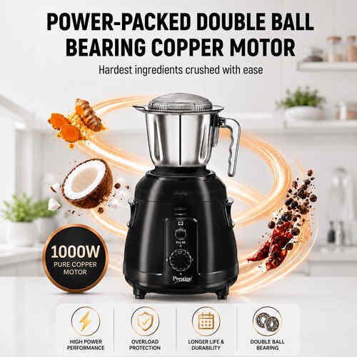 Prestige Everest 1000W Mixer Grinder (3 Stainless Steel Jars) – 1 Unit
