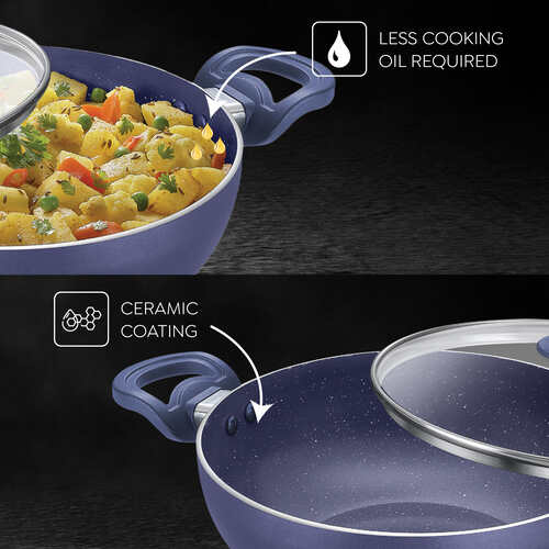 Prestige Ceraglide Ceramic Coating Non-Stick Aluminium Cookware Deep Kadai