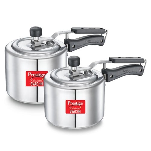Prestige Nakshatra Plus Inner Lid Pressure Cooker - Combi Pack, 3 + 2 L
