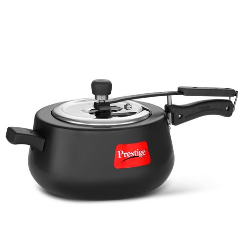 Prestige Nakshatra Cute Duo Svachh Hard Anodised Spillage Control Pressure Cooker (Black) 5 L
