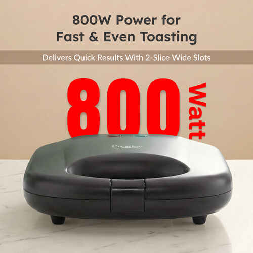 Prestige PGMFB 800 Watt Grill Sandwich Toaster | Non-Stick Grill Plates | Heat Resistant Bakelite Body | Auto Cut Off | Power & Ready Indicators | Easy to Clean | Black | 1Y Warranty | ISI Certified