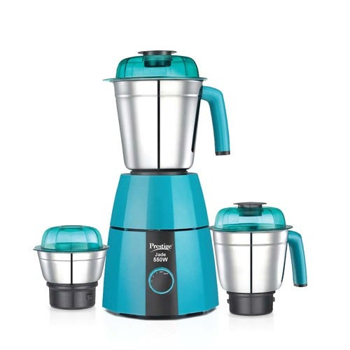 Prestige Jade 550 W Mixer Grinder, 3 Jars (1500 ml, 1200 ml, 450 ml) (Blue, Silver)