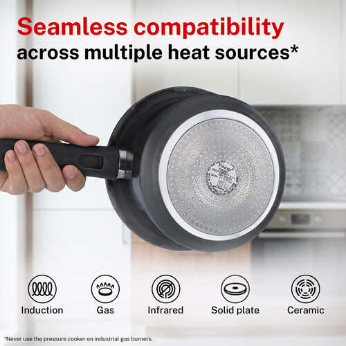 Prestige Svachh Hard Anodised Spillage Control Pressure Cooker, 5 L (Black)