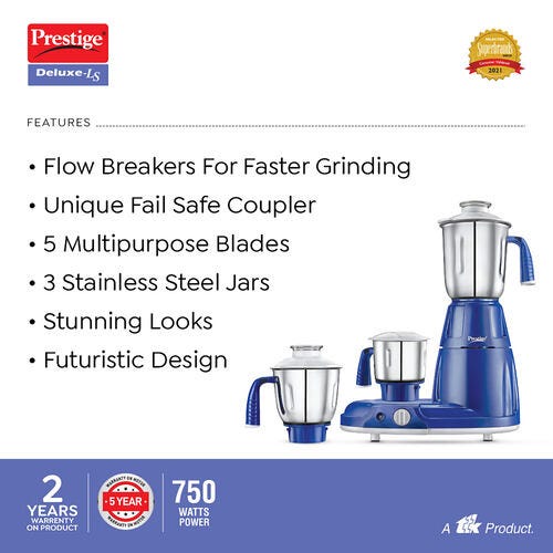Prestige Deluxe Ls 750W Blue Mixer Grinder