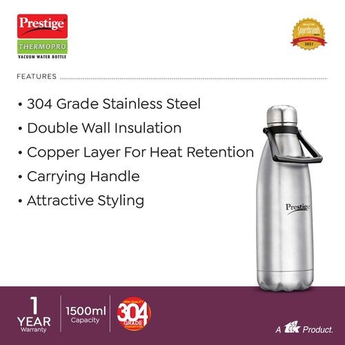 Prestige CleanHome Thermopro PWSL Stainless Steel Vacuum Water Bottle (Silver)