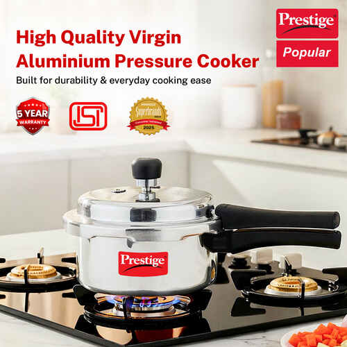 Prestige Popular Virgin Aluminium Pressure Cooker, (Silver)