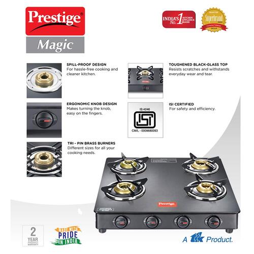Prestige Magic Powder Coated Glass Top Gas Stove - GTMC