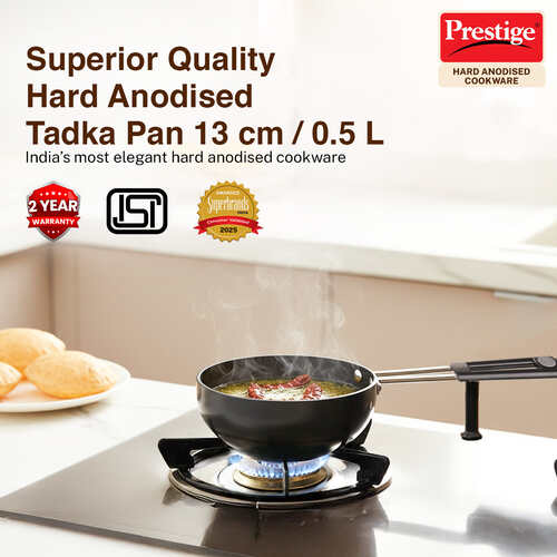 Prestige Hard Anodised Cookware Tadka Pan, 13cm (Black)