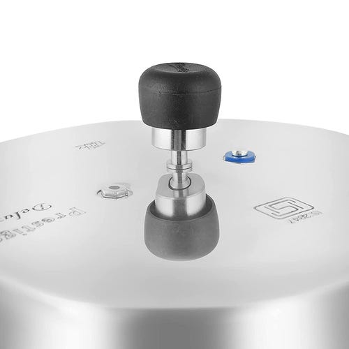 Prestige Deluxe Plus Gas and Induction Compatible Aluminium Pressure Cooker, 10 Litres, Silver