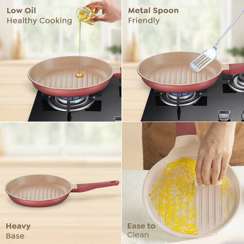 Prestige Omega Die-Cast Non-Stick Grill Pan | 3-Layer Coating | Die-Cast Body | Metal Spoon Friendly | Heavy Base