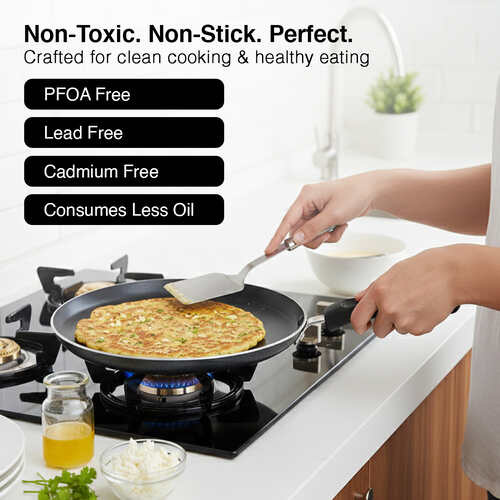 Prestige Omega Select Plus Non-stick Omni Tawa, 27.5 cm (Black)