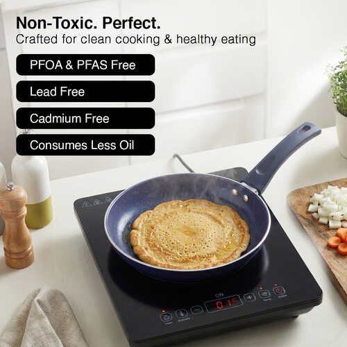 Prestige Ceraglide Ceramic Coated 18 cm Non-Stick Fry Pan | Consumes Less Oil | Preferred For High Heating & Even Heating | Stain-Resistant | Gas & Induction Compatible | No Harmful Chemicals