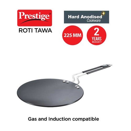 Prestige Hard Anodised Plus Roti Tawa (Black) | Gas and Induction Compatible | Thick Body | Perma Cool Handle