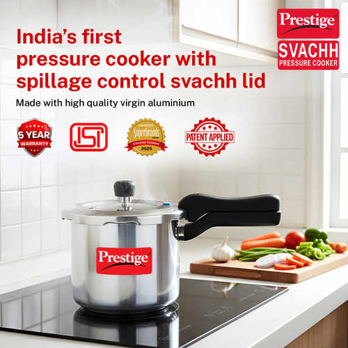 Prestige Svachh Aluminium Anti Bulge Gas and Induction Compatible Pressure Cooker, 3 L (Silver)